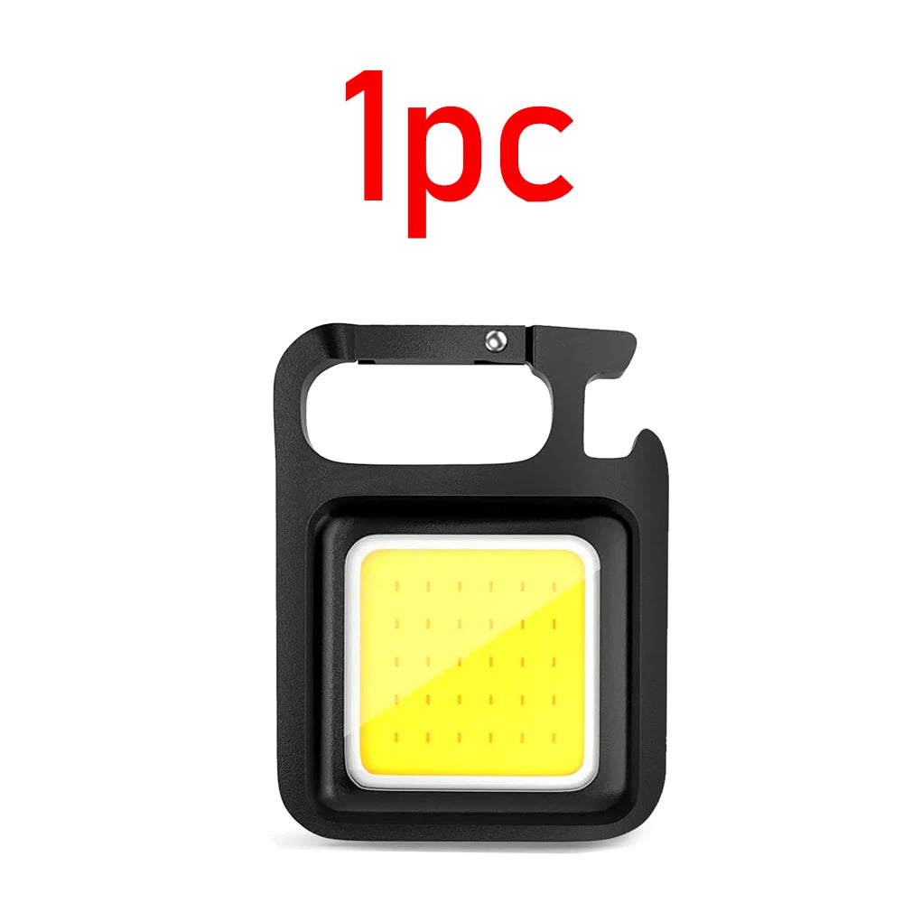 LED Flashlight Super Bright 1500LM Folding Bracket Bottle Opener Keychain USB Rechargeable Waterproof Light Outdoor Camping Tool