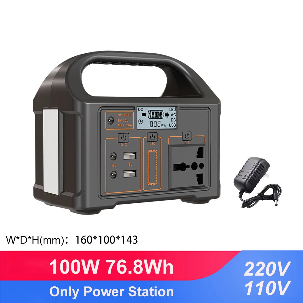 Gaiaray 100W 300W 500W Portable Power Station Pure Sine Wave Solar Generator 110V/220V UPS Camping Charging Station Power Bank
