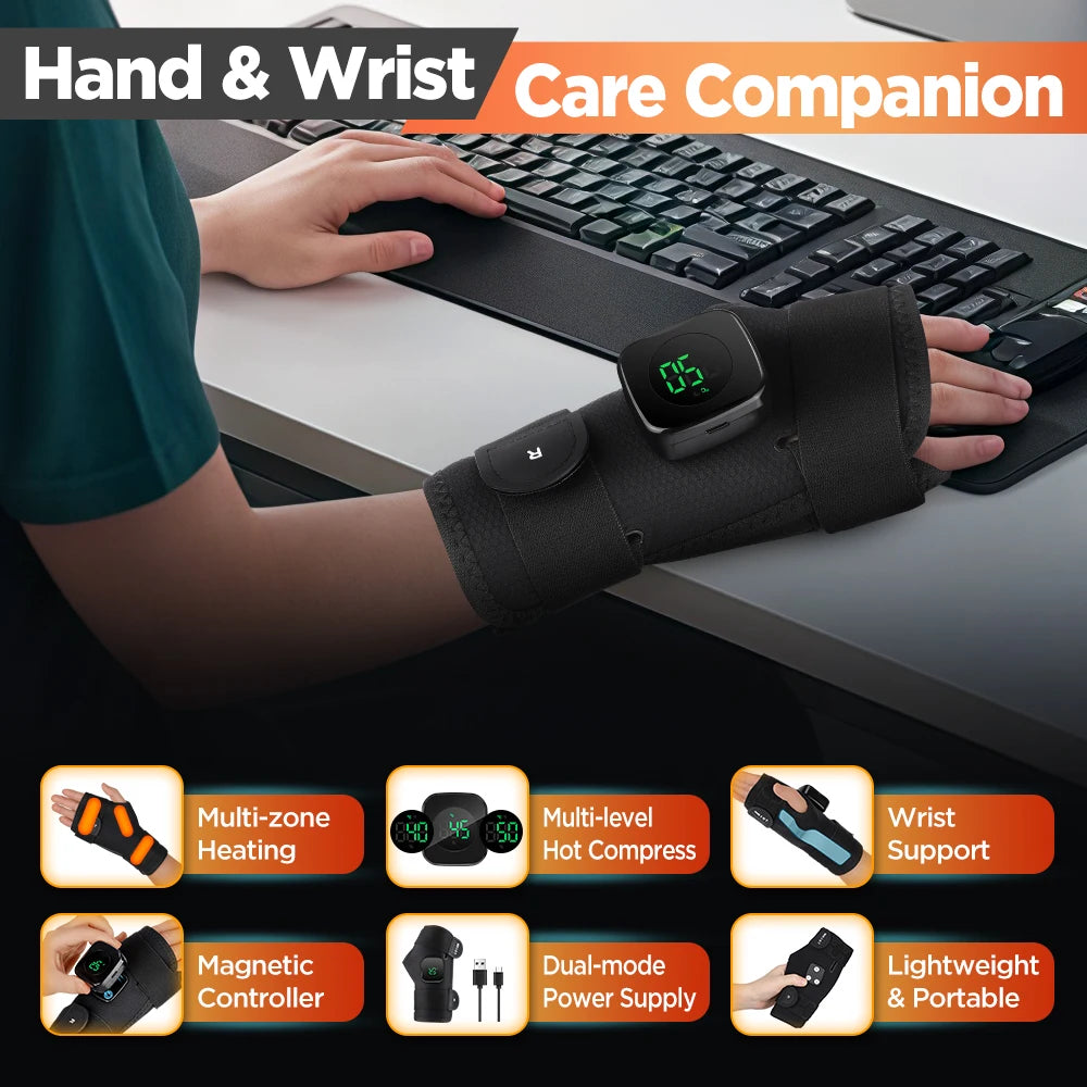 Wrist Heating Vibration Pad 3 Heat Level Heated Wrist Hot Therapy for Carpal Tunnel Relief Tendonitis Wrist Support Pad