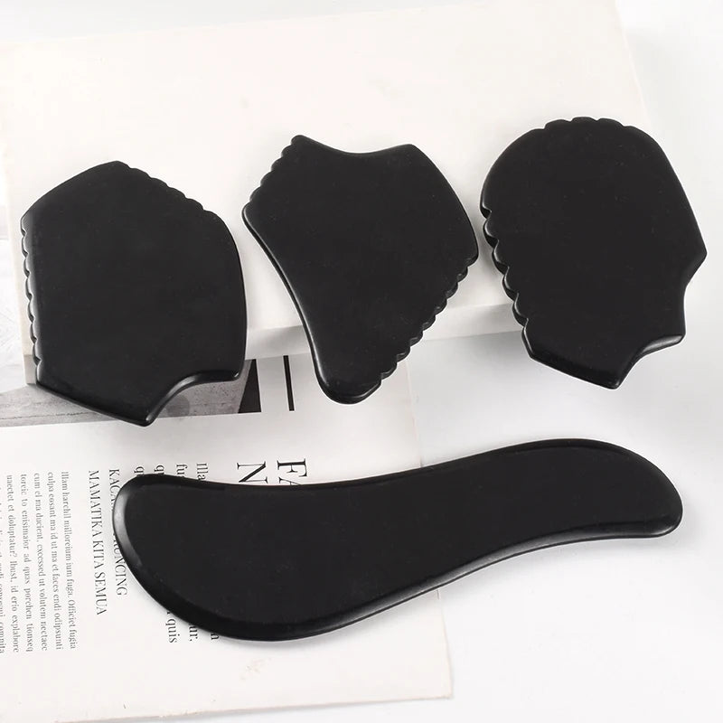 SPA Acupuncture Scraping Body Foot Back Face Neck Massager Beauty Guasha Board Black Bian Stone Gua Sha Massage Tools