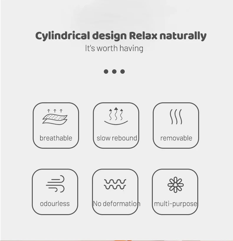 Cervical Neck Roll Memory Foam Pillow Bolster Pillow Round Neck Pillows Support for Sleeping Bolster Pillow for Bed Legs Back