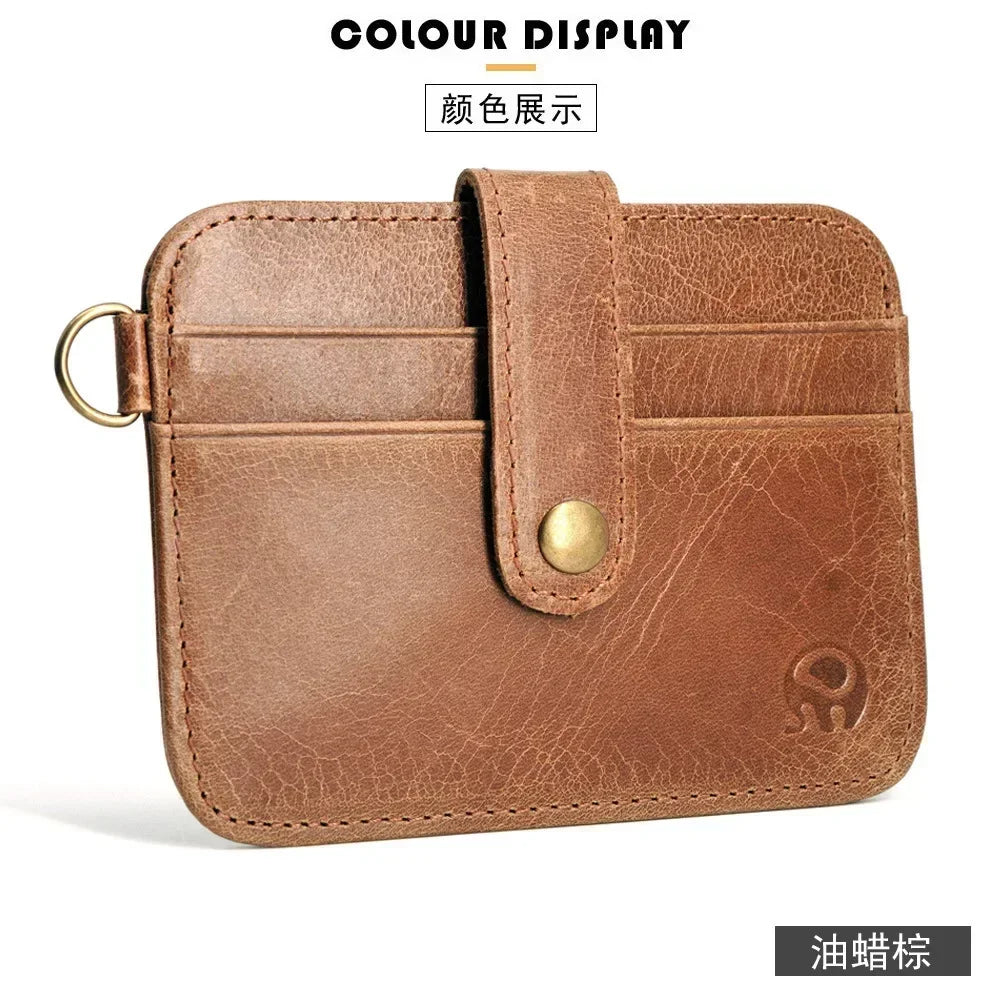 100% Cowhide Leather Credit Card Holder Women Men Mini Slim  Small Coin Purse Bank ID Card Case Package Pouch Card Holder