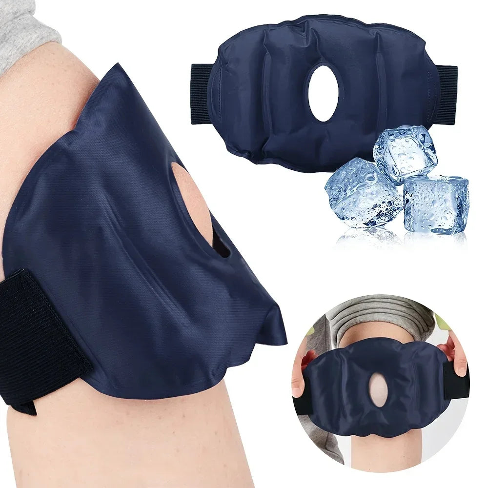 1/2pcs Gel Knee Ice Pack, Dual Temperature Hot and Cold Therapy, Reusable Nylon Compress for Joint Relief, Flexible Strap Design