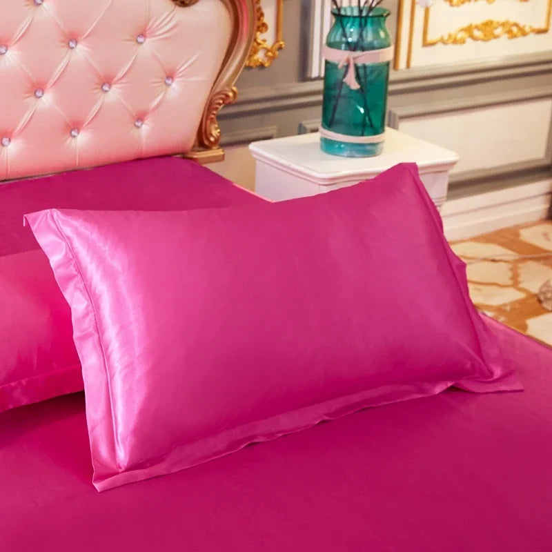 Luxury Silky Smooth Satin Pillowcase Solid Color Envelope Pillow Case Bedding Bedroom Sleep Pillowcover 48x74