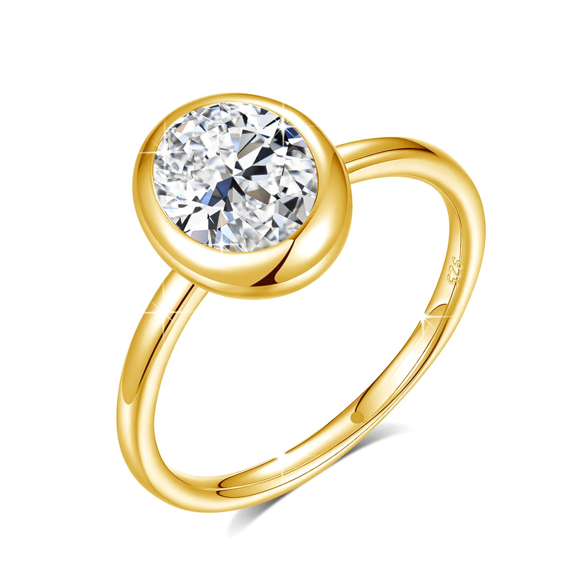 2CT Oval Cut Moissanite Ring Bezel Setting 925 Sterling Silver Solitaire Rings for Women Engagement Wedding Anniversary Jewelry