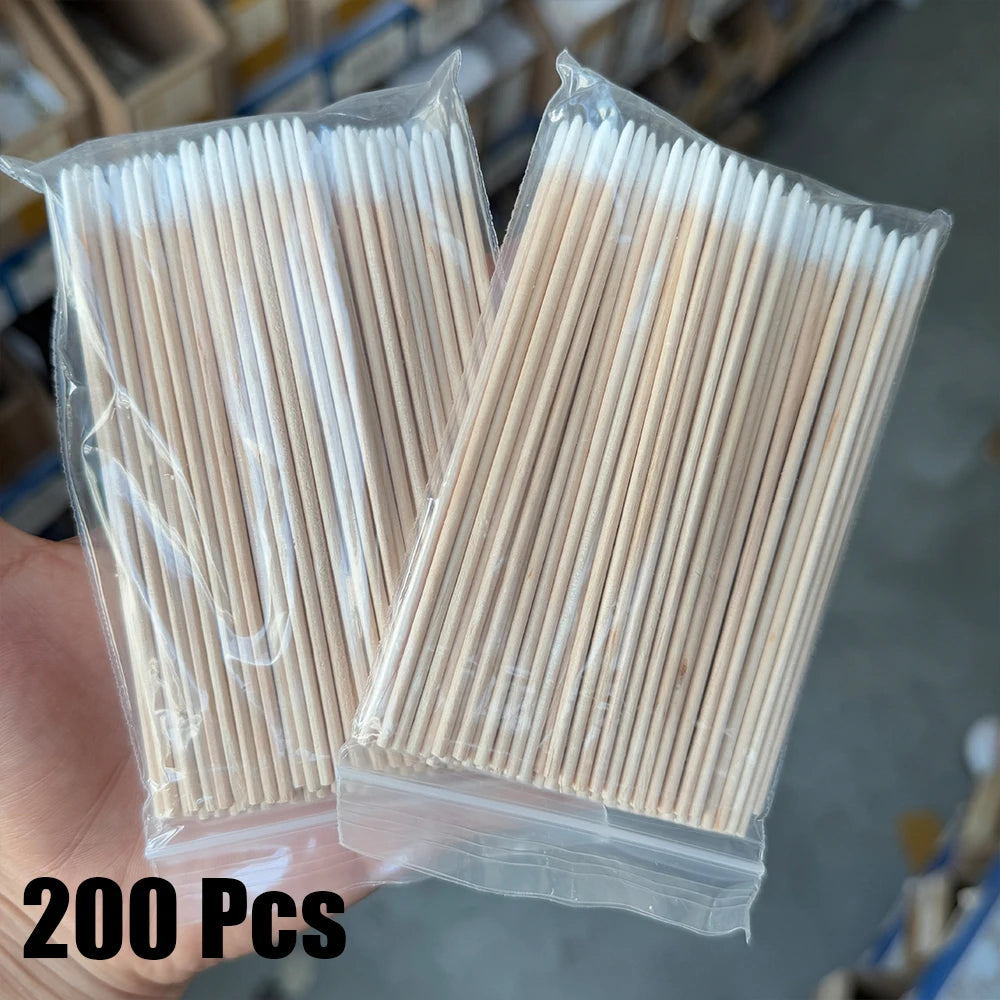 400pcs Pink Double Head Nail Art Cuticle Pusher Remover 7CM Orange Wood Sticks Cotton Swab Clean Tool for Nail Rhinestone Makeup