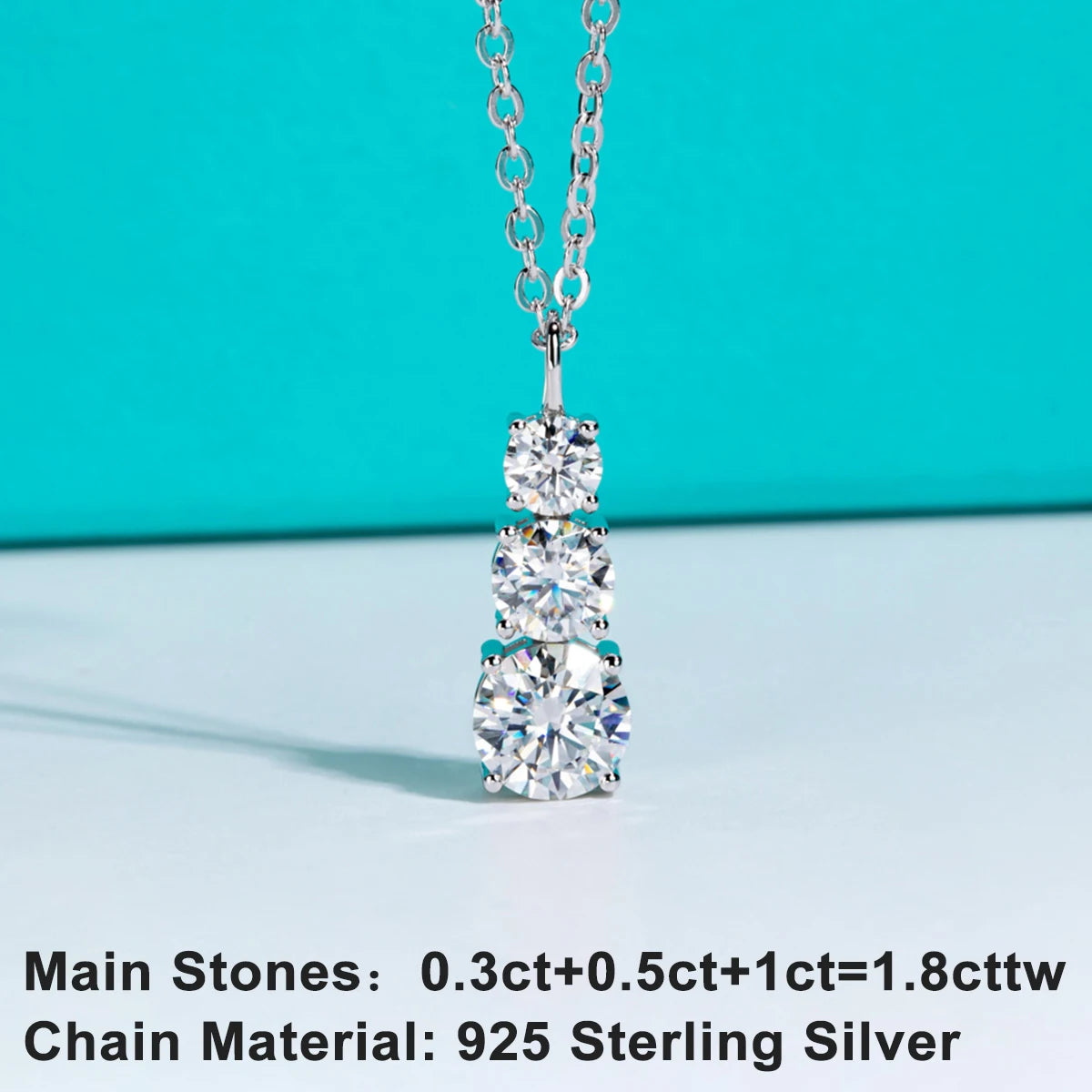 AnuJewel 1.8cttw D Color Moissanite Diamond Pendant Necklace 925 Sterling Silver For Women Fine Jewelry Gifts Wholesale