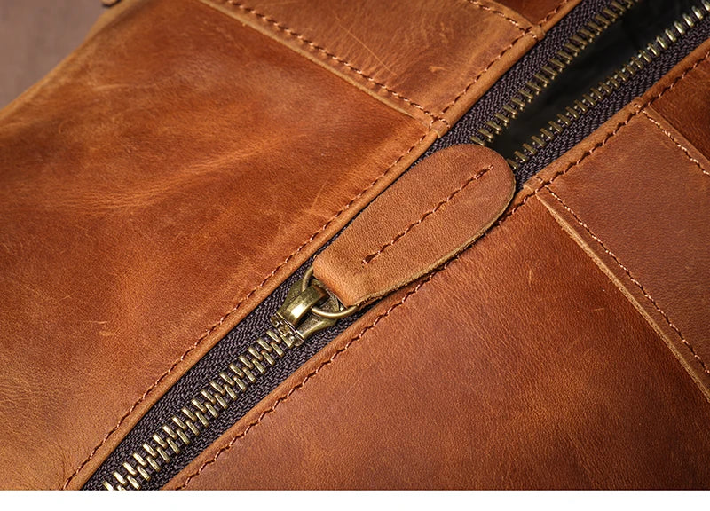 GURO Vintage Crazy Horse Cowhide Travel Bag Men's Real Leather Handbag Casual Weekend Camping Luggage Bag Daily Gym Shoulder Bag