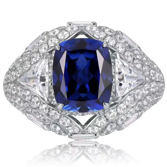 WUIHA Vintage 100% 925 Sterling Silver 4 CT Lab Sapphire High Carbon Diamonds Gemstone Wedding Engagement Ring Fine Jewelry