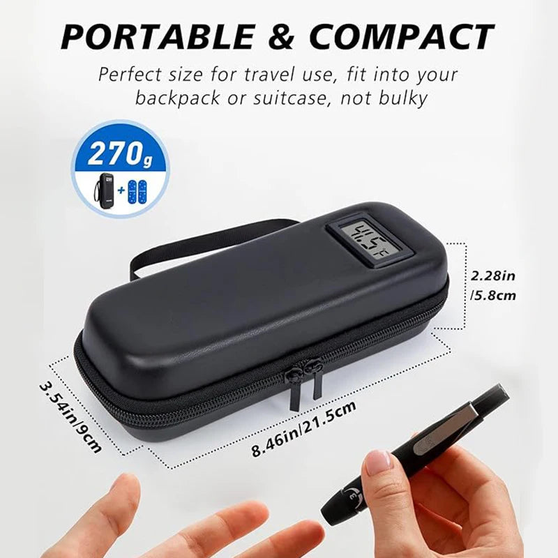 "Insulated Medicine Organizer Bag with Thermometer for Diabetics; Waterproof, Portable, and Reusable Insulin Travel Case