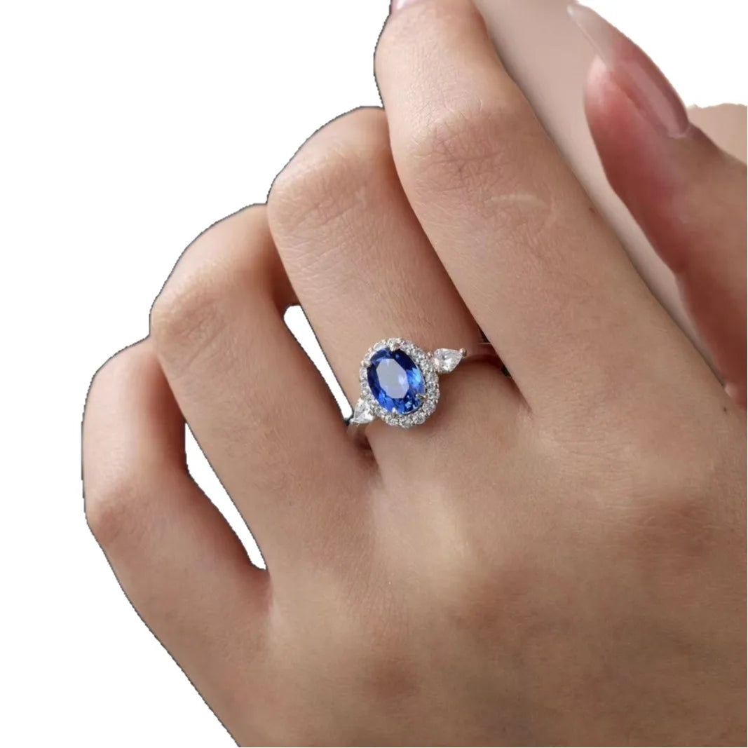 WUIHA Vintage 100% 925 Sterling Silver 2 CT Lab Sapphire High Carbon Diamonds Gemstone Wedding Engagement Ring Fine Jewelry
