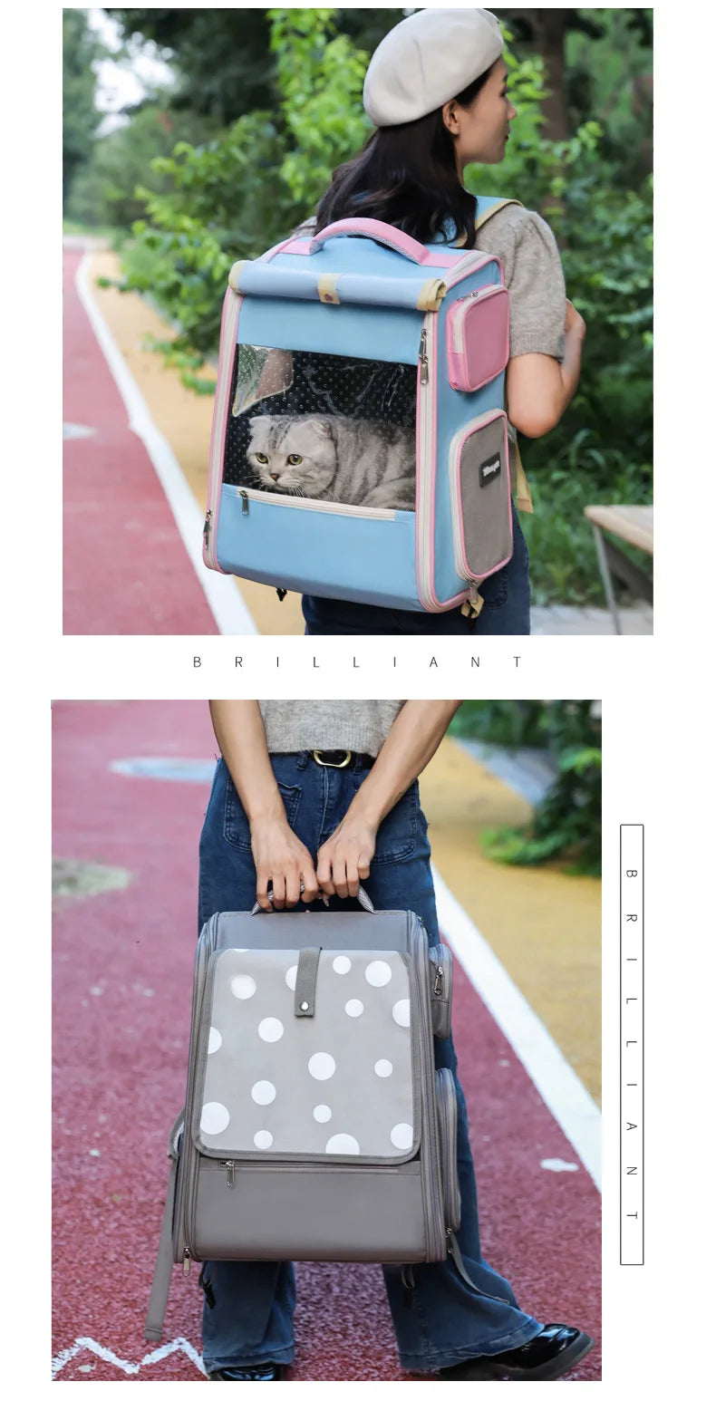 Multifunctional pull rod pet bag portable cat suitcase cat bag outing large capacity double shoulder breathable pet backpack
