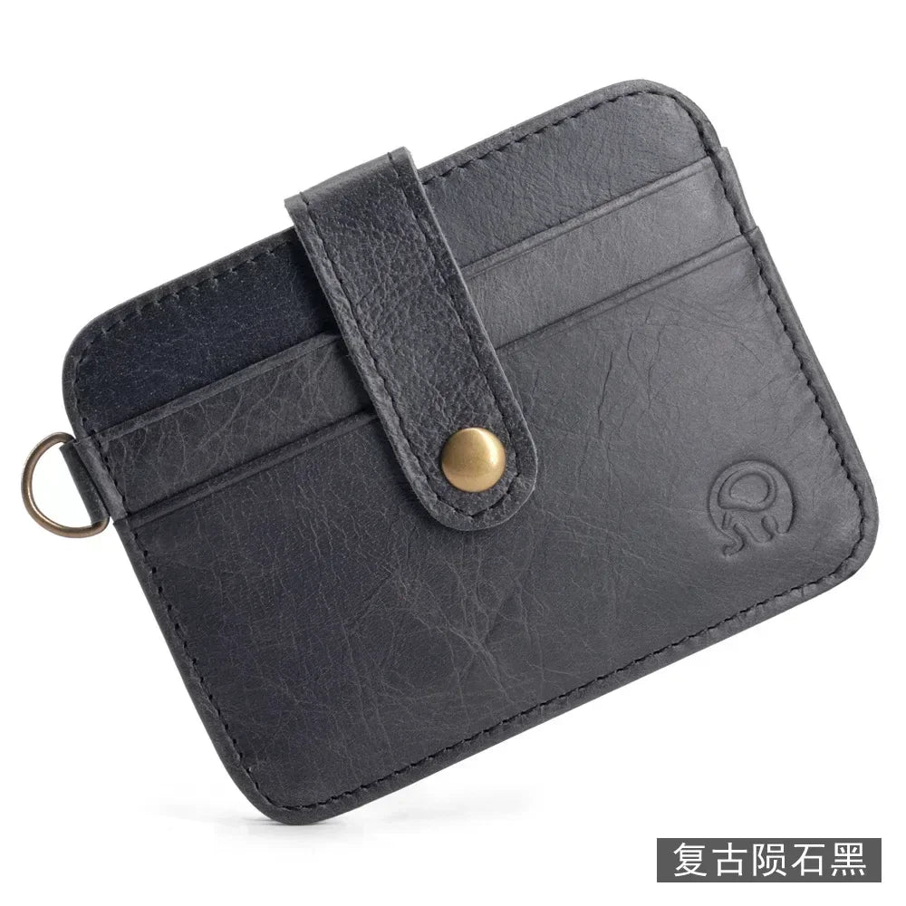 100% Cowhide Leather Credit Card Holder Women Men Mini Slim  Small Coin Purse Bank ID Card Case Package Pouch Card Holder