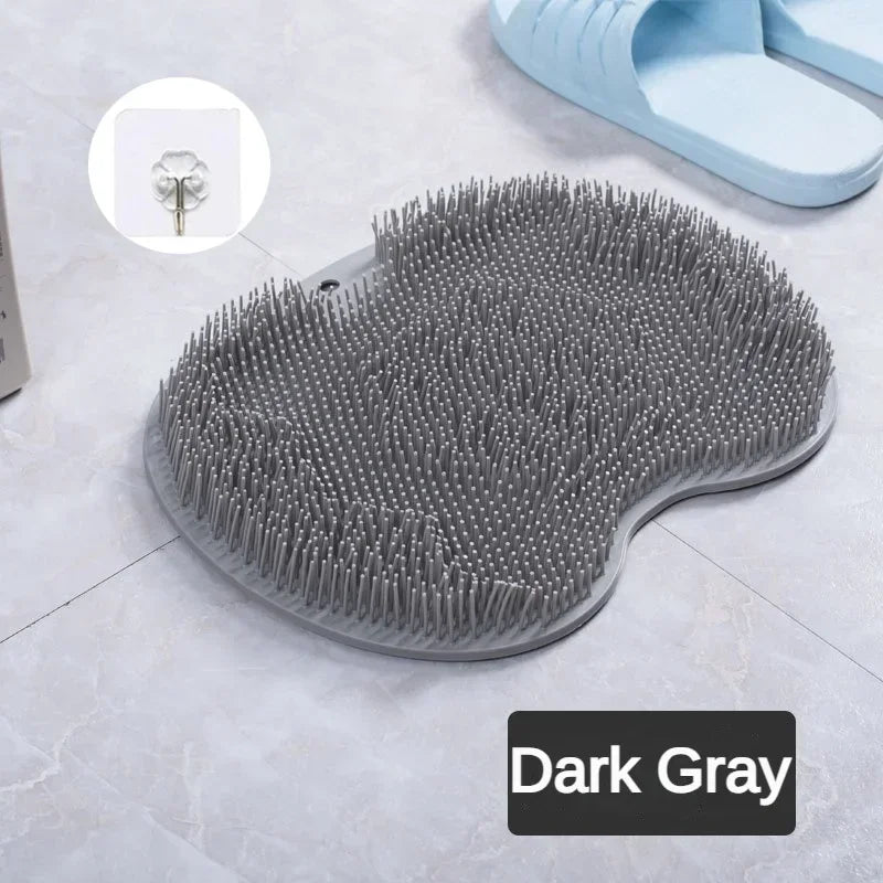 Silicone Rub Back Brush Bathroom Non-slip Wash Foot Pad Massage Shower Mat with Sucker Bath Massage Foot Exfoliating Brush Pad