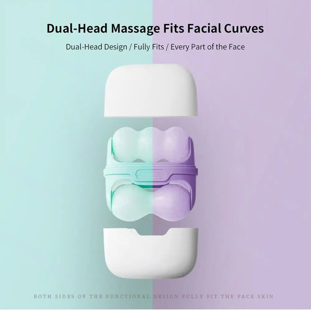 Double-headed ice roller, used for facial and head massage, made of resin material, non-electric skin care tool