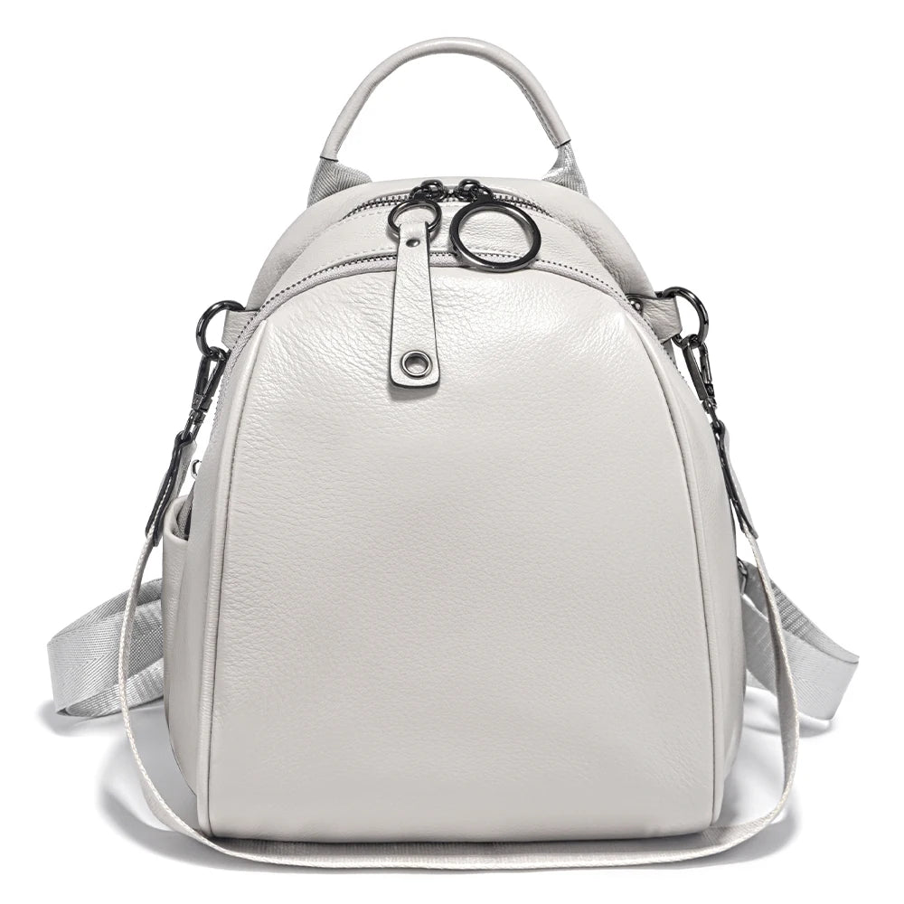 Zency Women's Soft Genuine Leather Travel Backpack Large Capacity Convertible Rucksack Knapsack Multi-compartment Shoulder Bag