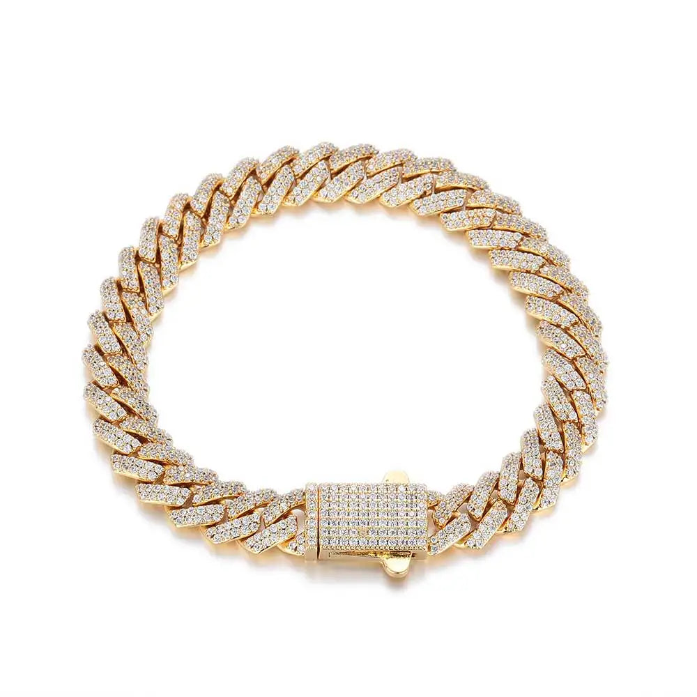 Wholesale 8Mm Hip Hop Jewelry 2 Rows Thin Cuban Link Chains Cubic Zirconia Iced Out Argenteous For Girl Cuban Necklaces Men