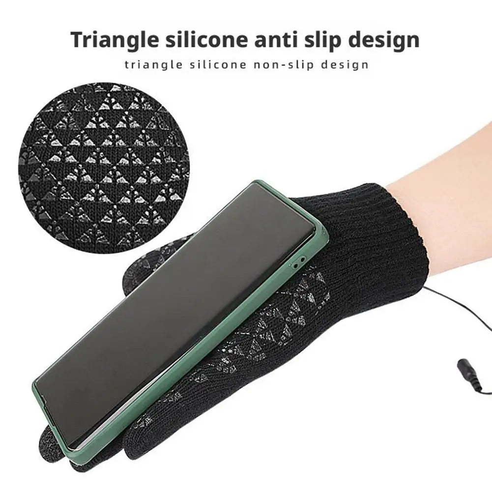 Electric USB Heated Gloves Winter Gloves Thermal Touch Screen Thermal Windproof Warm Knitted Glove Motorcycle Bicycle Gloves
