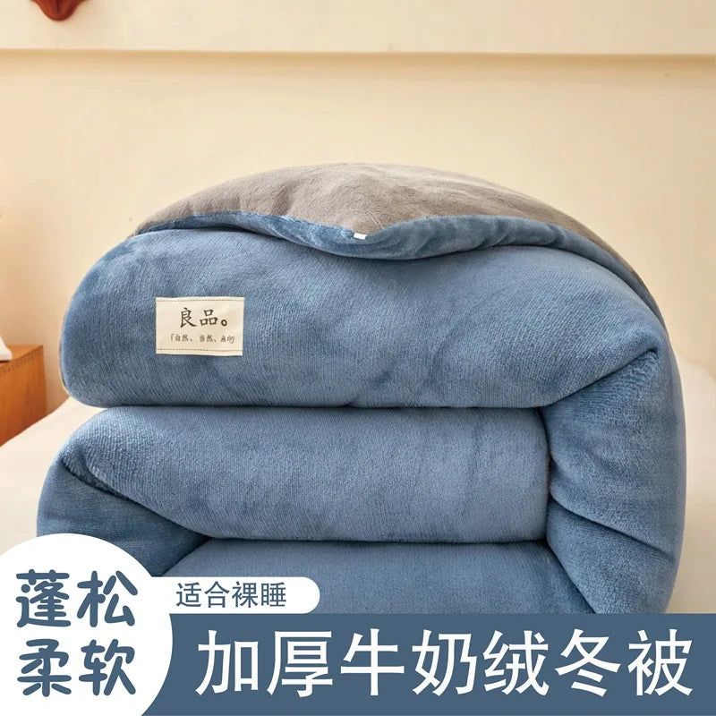 Thicken Lamb Double-faced Velvet Quilt Wool Super Warm Winter Comforter Students Dormitory Luxury Blanket Soft Quilt Duvets