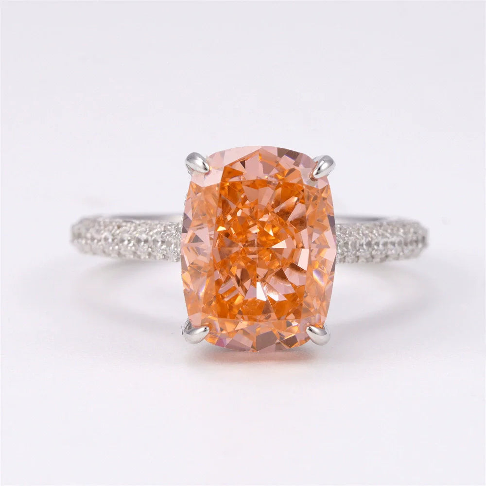 Wong Rain 925 Sterling Silver Crushed Ice Cut 9*12 MM Lab Sapphire Paraiba Citrine Morganite Gems Engagement Rings Fine Jewelry