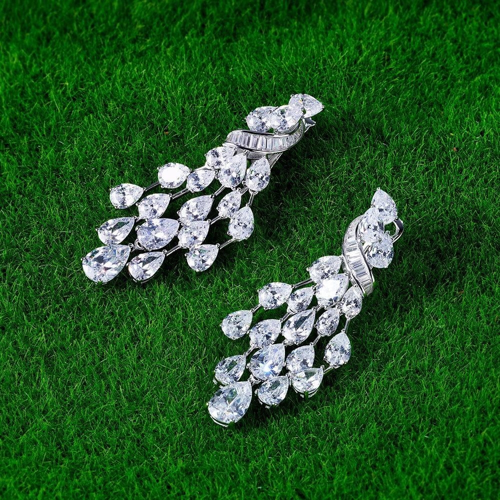 WUIHA Vintage 100% 925 Sterling Silver Lab Sapphire High Carbon Diamonds Wedding Engagement Drop Dangle Earrings Fine Jewelry