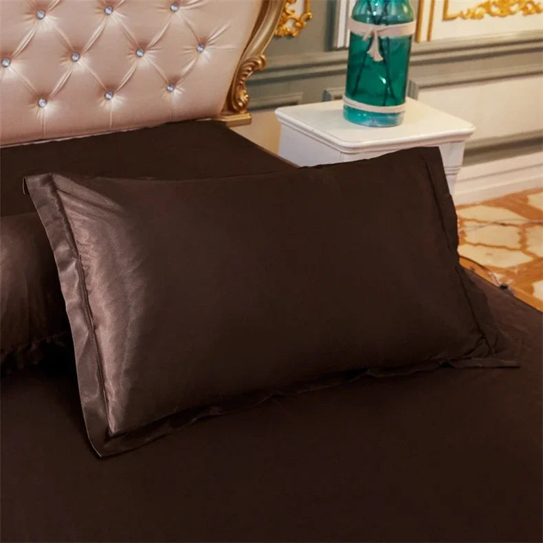 Luxury Silky Smooth Satin Pillowcase Solid Color Envelope Pillow Case Bedding Bedroom Sleep Pillowcover 48x74