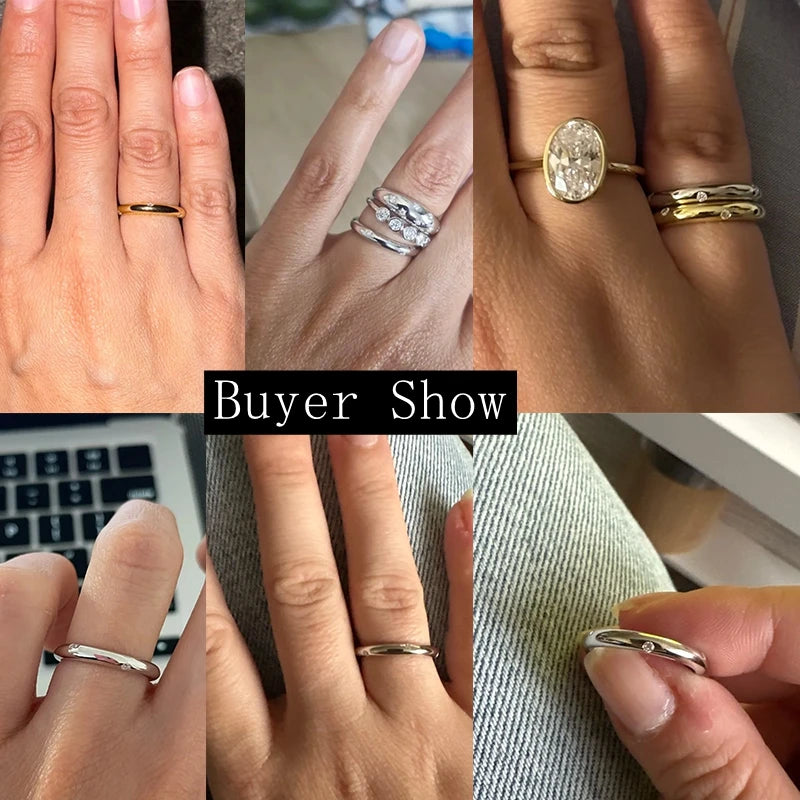 Lnngy Moissanite Ring Original Certified 925 Silver Rings For Women Couples Delicate Stackable Wedding Band Dazzling Jewellery