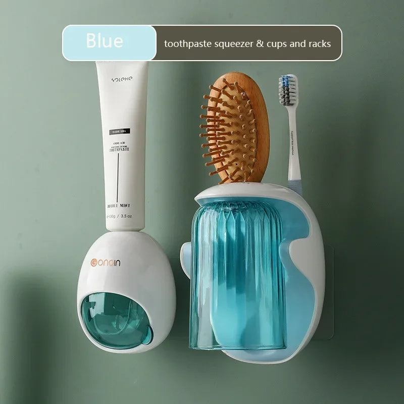 Cartoon Toothpaste Dispenser Automatic Toothpaste Squeezer New Wall-Mount Holder Toothbrush Rack Bathroom Washroom  Accessories
