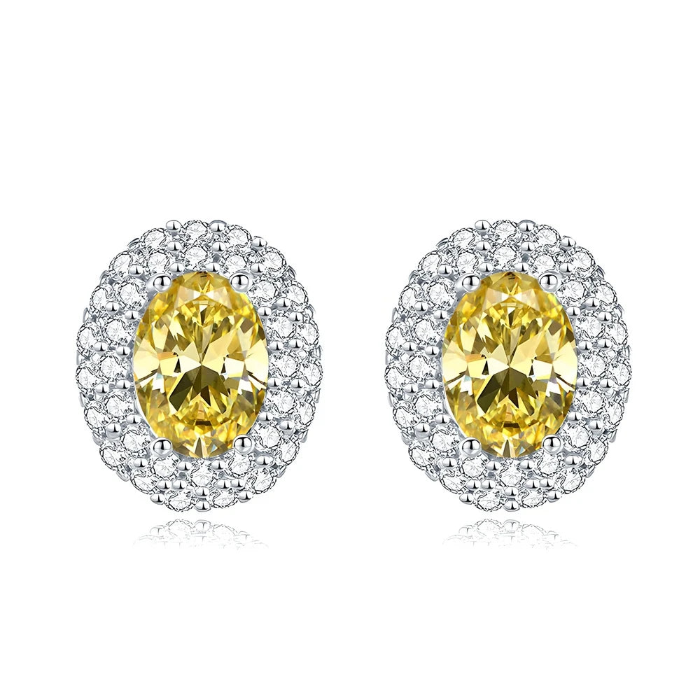 Wong Rain Solid 925 Sterling Silver Oval Cut 5*7MM Lab Sapphire Citrine Aquamarine Gem Ear Studs Earrings Fine Jewelry Wholesale