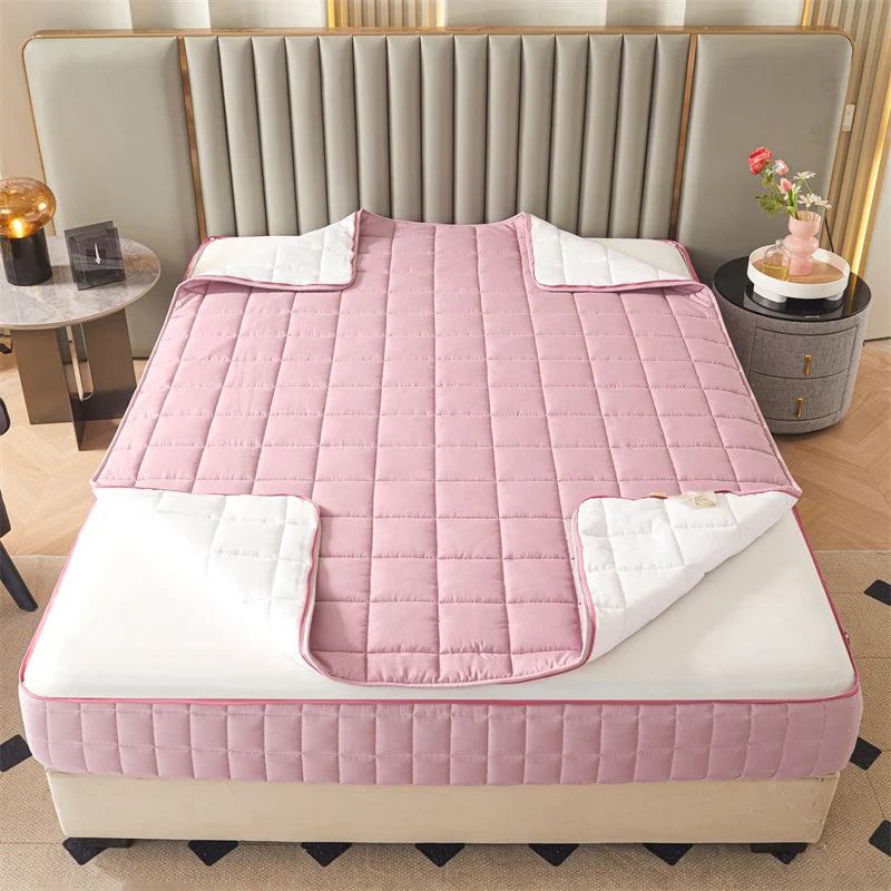 Six Sides All Inclusive Mattress Cover with Zipper Thicken Fitted Sheet Quilted Mattress Protector Pad Couple Customized Size