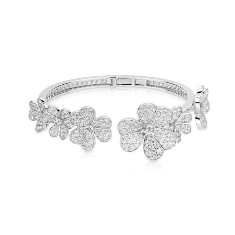 ZOCA High Quality 925 Sterling Silver Luxury Jewelry Romantic Flower Beautifully Designed Bangle Party Accessory