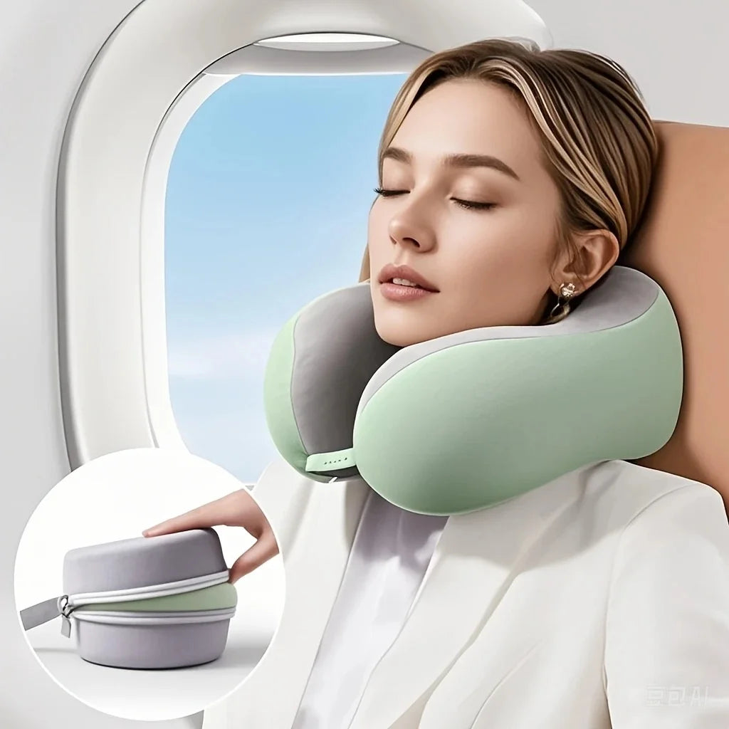 Comfortable U - Shaped Neck Pillow with Pouch - For Travel, Naps, Office, Slow Rebound, Machine - Washable Cover