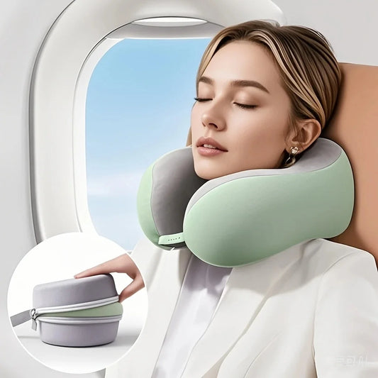 Comfortable U - Shaped Neck Pillow with Pouch - For Travel, Naps, Office, Slow Rebound, Machine - Washable Cover