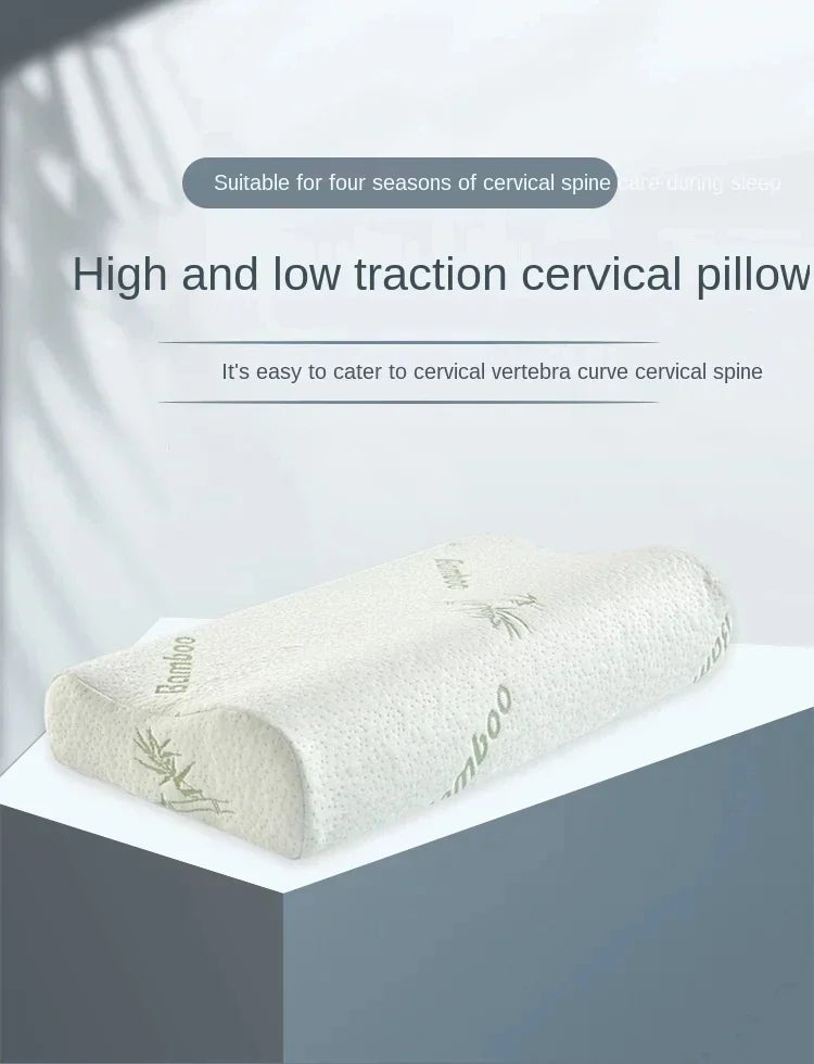 Slow rebound neck protection memory pillow, space cotton neck protection pillow, wave pillow core, bamboo fiber cervical pillow