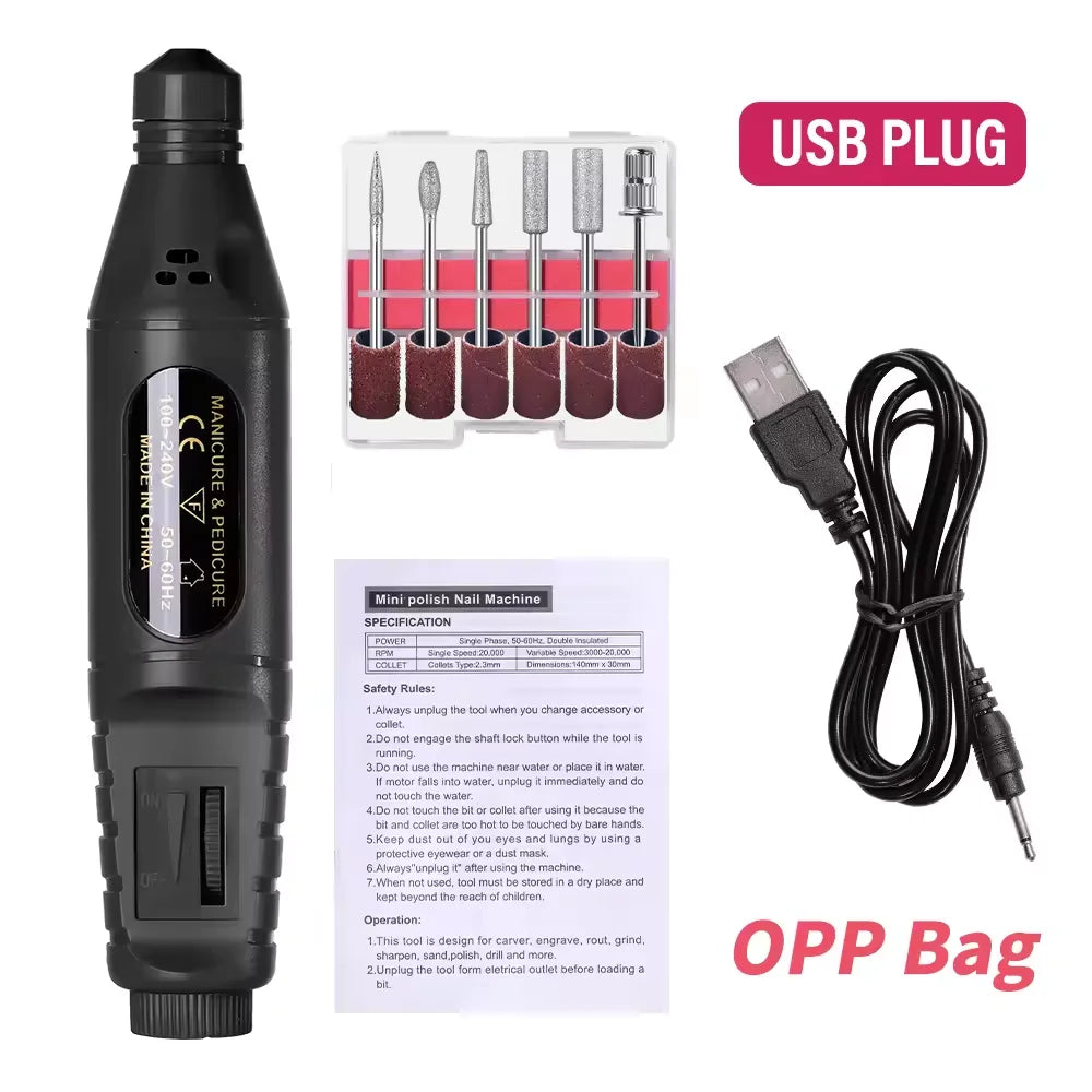 6 In 1 Electric Nail Drills Kit Remove Polisher Manicure Portable Nail File Nail Drill Equipment Pen Tools Machine