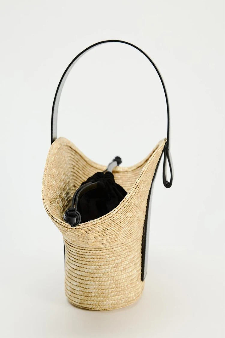 Casual Wicker Woven Basket Bags Rattan Women Handbags Handmade Summer Beach Straw Tote Bag Designer Shoulder Crossbody Bag 2024