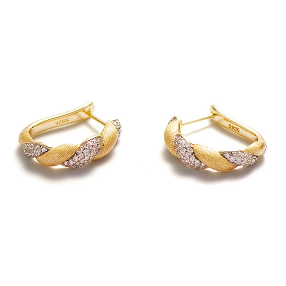 Wong Rain Vintage 18K Gold Plated 925 Sterling Silver Lab Sapphire Gemstone Hoop Earrings for Women Fine Jewelry Gifts Wholesale