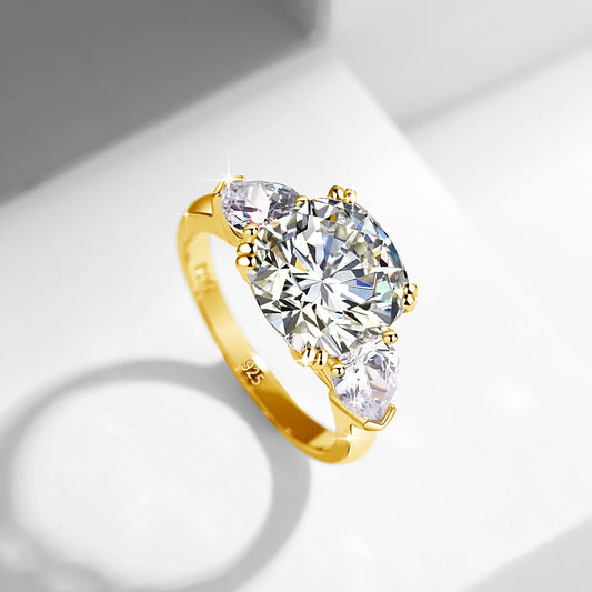 5ct Cushion Cut 3 Stone Moissanite Ring Gold With GRA Certificate D Color VVS1 Eternity Engagement Jewelry For Women Gifts Sale