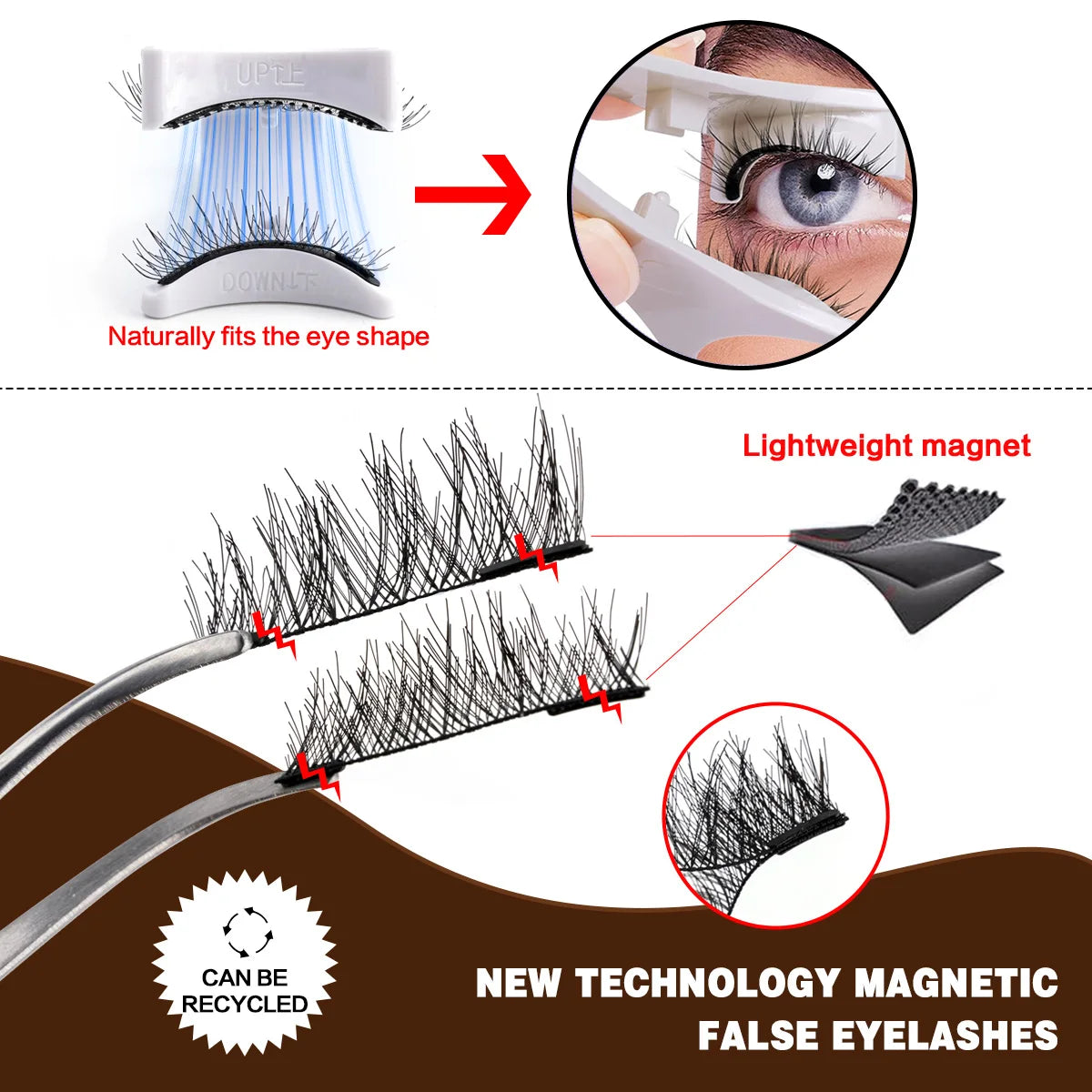 5 pairs 3D Magnetic Lashes Kit With Curler Natural Soft Magnetic False Eyelashes No Glue Needed Fluffy Reusable Make Up