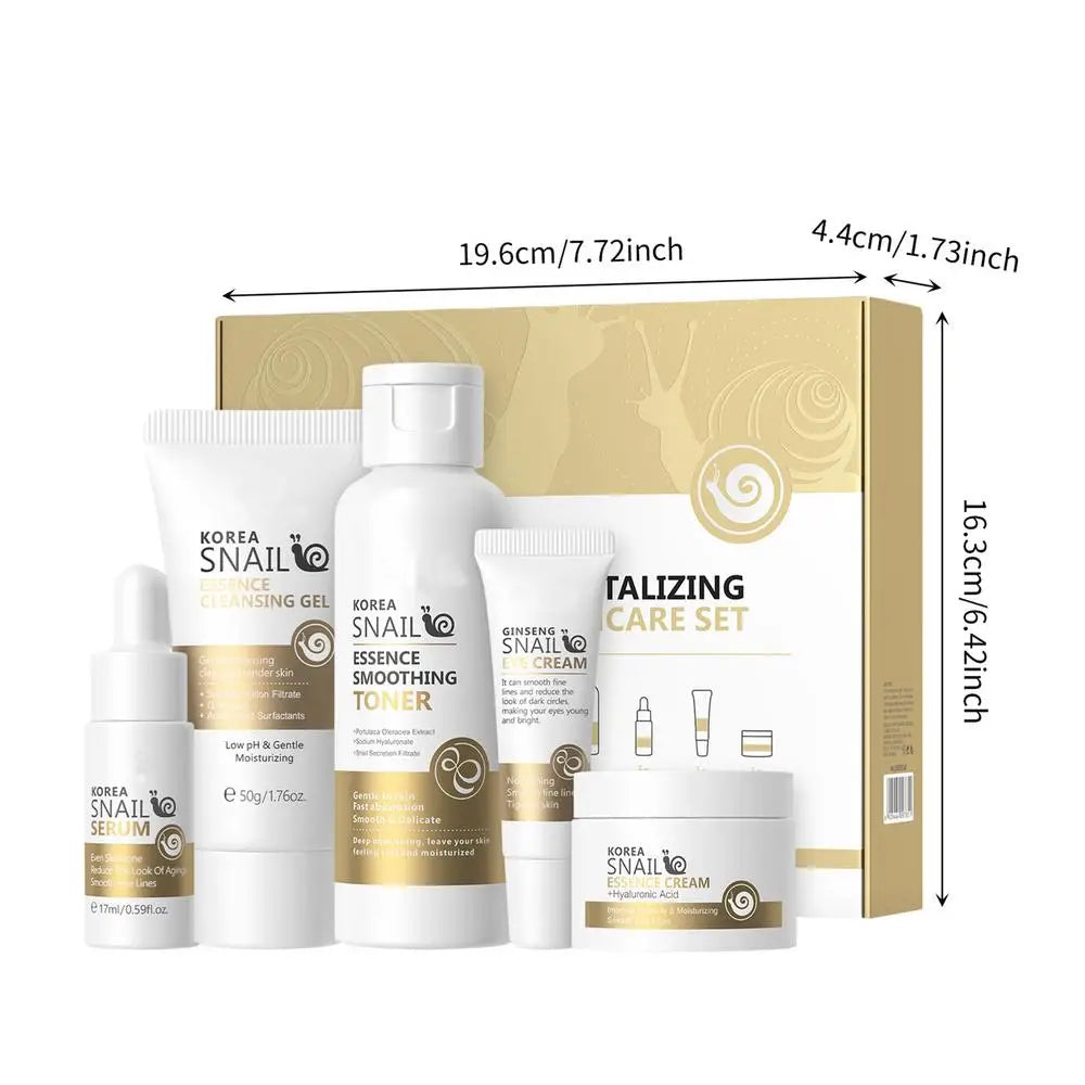5pcs Snail Collagen Skin Care Kit Moisturising Snail Cleansing Gel, Softening Lotion, Snail Essence, Eye Cream, Snail cream
