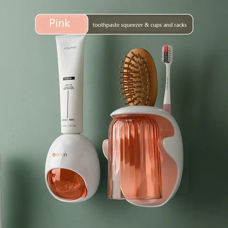 Cartoon Toothpaste Dispenser Automatic Toothpaste Squeezer New Wall-Mount Holder Toothbrush Rack Bathroom Washroom  Accessories