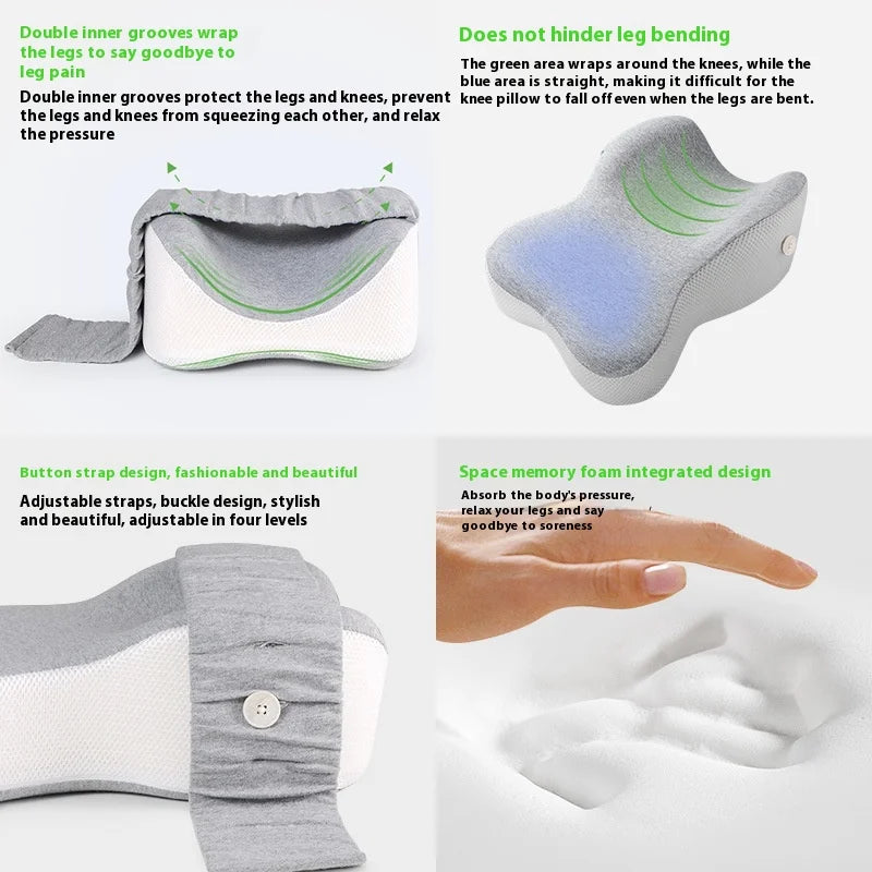 Orthopedic Slow Rebound Memory Cotton Clamp Leg Pillow Maternity Foot Pillow Strap Adjustable Side Sleeping Knee Leg Pillow