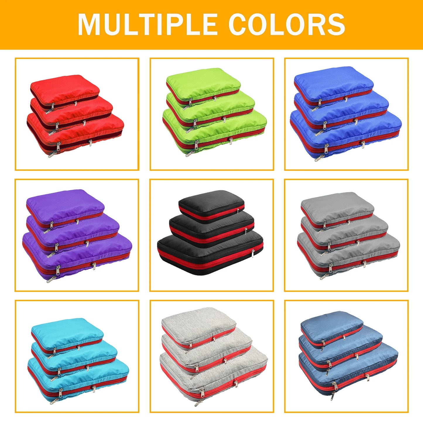 Nylon Travel Compression Packing Cubes Double Layer Portable Pouch  Zipper Waterproof Storage Bags for Clothing Shoes Suitcases