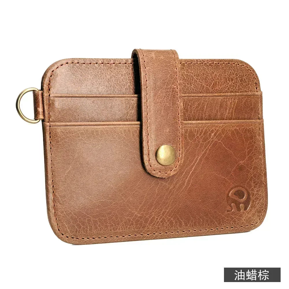 100% Cowhide Leather Credit Card Holder Women Men Mini Slim  Small Coin Purse Bank ID Card Case Package Pouch Card Holder