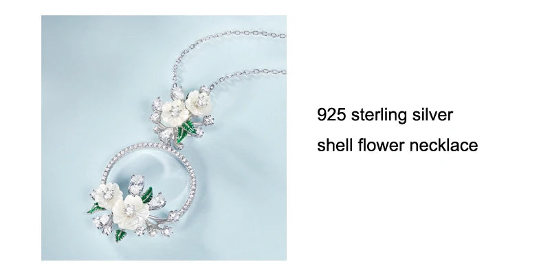 LAYA 925 Sterling Silver Fashion Natural Shell Flower Green Leaf Enamel High Quality Zircon Bracelet For Wedding Jewelry