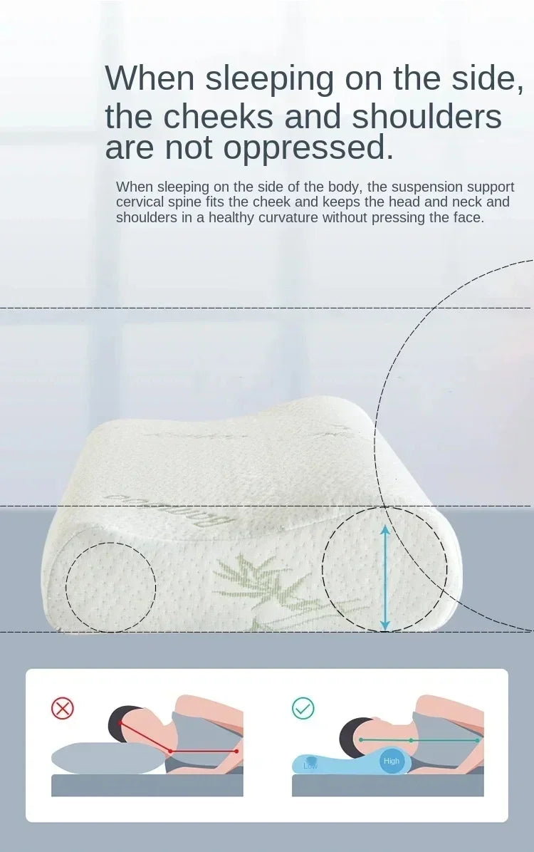 Slow rebound neck protection memory pillow, space cotton neck protection pillow, wave pillow core, bamboo fiber cervical pillow