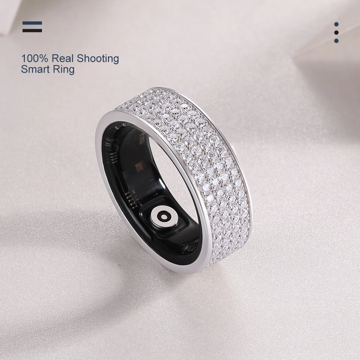 JIUZUAN 925 Sterling Silver Band Moissanite Bluetooth Monitoring Heart Rate Blood Oxygen Healthy Sleep Waterproof Smart Ring