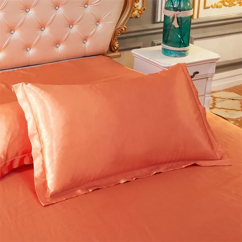 Luxury Silky Smooth Satin Pillowcase Solid Color Envelope Pillow Case Bedding Bedroom Sleep Pillowcover 48x74