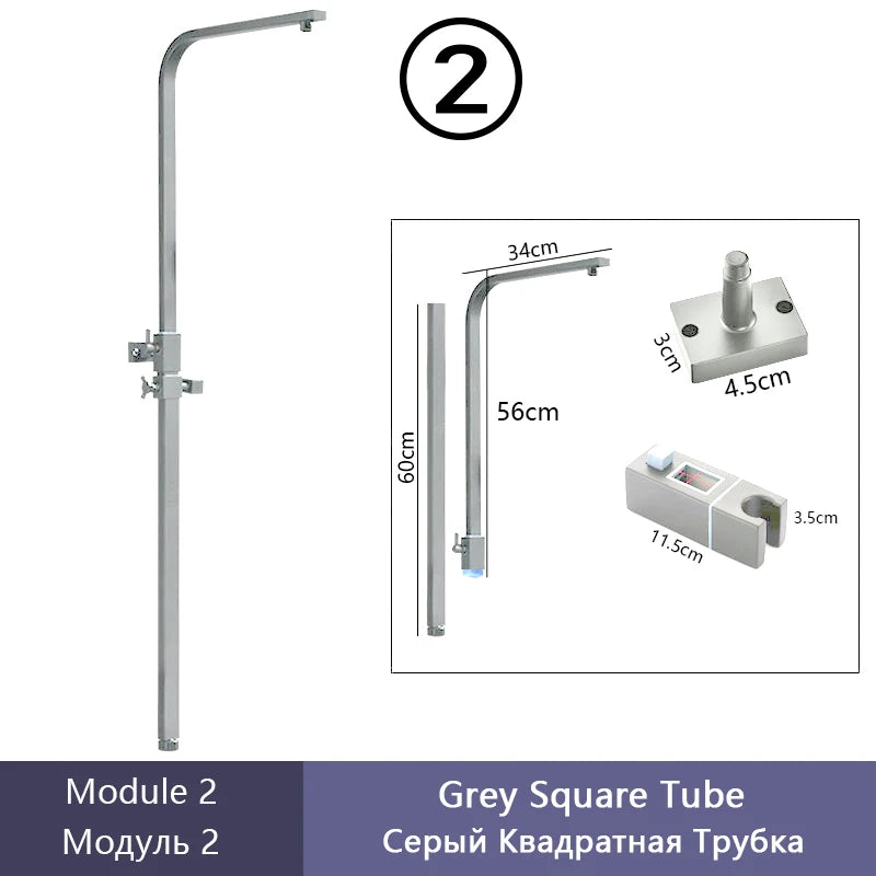 DIY Shower Set Bathroom Shower System Wall Mounted Bathtub Shower Faucet Gray Black Golden White Digital LED Temperature Shower