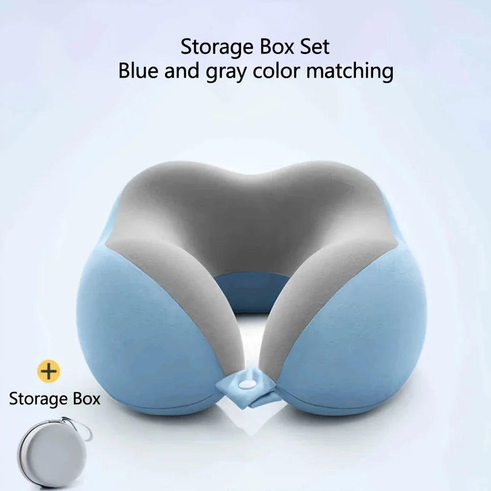 Comfortable U - Shaped Neck Pillow with Pouch - For Travel, Naps, Office, Slow Rebound, Machine - Washable Cover